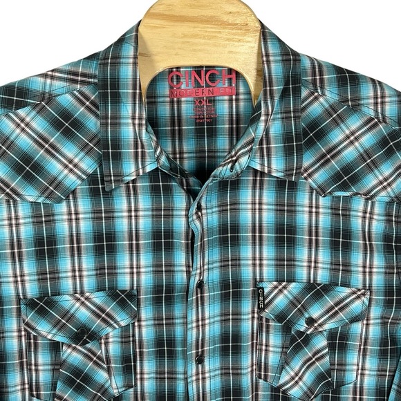 Cinch Other - Cinch Modern Fit Men XXL Plaid Pearl Snap Cotton Long Sleeve Western Shirt